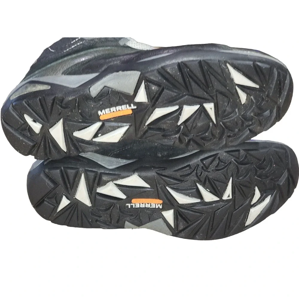Merrell Fluorecein Mid Women's Hiking Boots Size 9.5 M Black‎ Gray Suede Leather